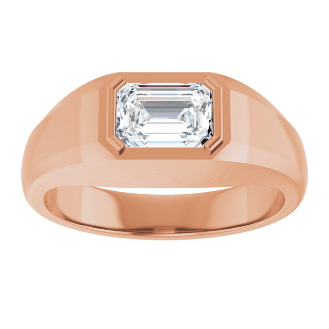 14K Gold Lab-Grown Diamond Beveled-Edge Bezel-Set Band - Rose Gold - view 3