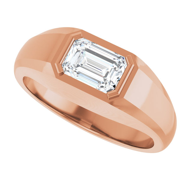 14K Gold Lab-Grown Diamond Beveled-Edge Bezel-Set Band - Rose Gold - view 5