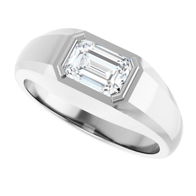 14K Gold Lab-Grown Diamond Beveled-Edge Bezel-Set Band - White Gold - view 5