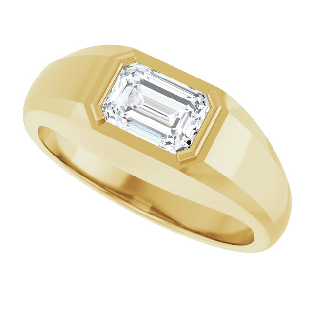 14K Gold Lab-Grown Diamond Beveled-Edge Bezel-Set Band - Yellow Gold - view 5
