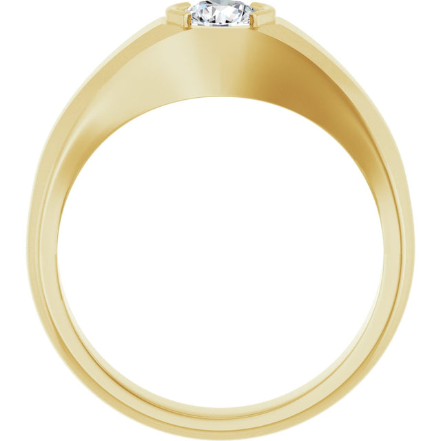14K Gold Lab-Grown Diamond Beveled-Edge Bezel-Set Band - Yellow Gold - view 2