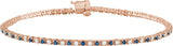 14K Gold Round Natural Blue Sapphire & Natural Diamond Line Bracelet - Rose Gold