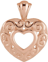 14K Gold Pierced Heart Necklace or Pendant - Rose Gold