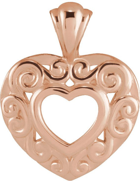 14K Gold Pierced Heart Necklace or Pendant - Rose Gold