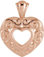 14K Gold Pierced Heart Necklace or Pendant - Rose Gold