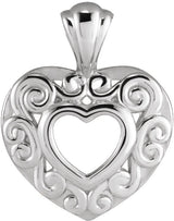 Platinum Pierced Heart Necklace or Pendant