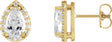 14K Gold Natural Diamond Pear 4-Prong Halo-Style Low Stud Earring - Yellow Gold