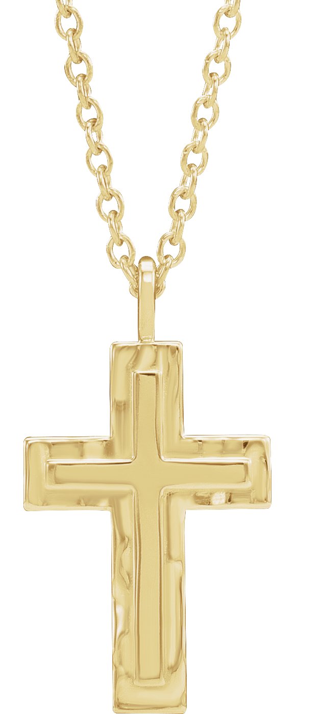 14K Gold Textured Cross Necklace or Pendant - Yellow Gold