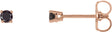14K Gold Natural Black Diamond Round 4-Prong Lightweight Stud Earrings - Rose Gold