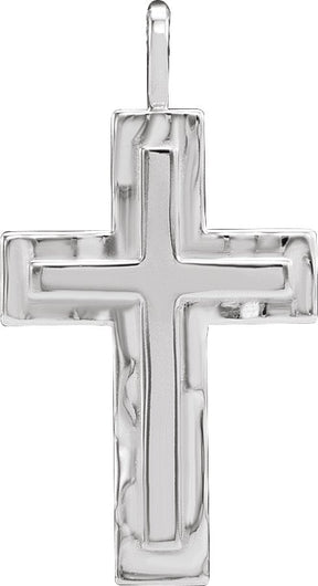Platinum Textured Cross Necklace or Pendant