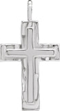 Platinum Textured Cross Necklace or Pendant