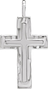 14K Gold Textured Cross Necklace or Pendant - White Gold