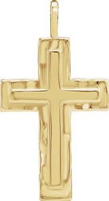14K Gold Textured Cross Necklace or Pendant - Yellow Gold