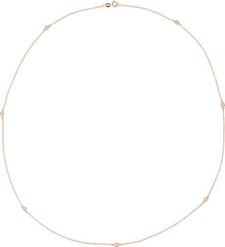 14K Gold Lab-Grown Diamond Bezel-Set Station Necklace - Rose Gold