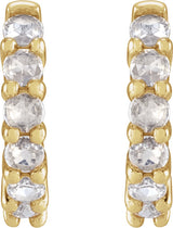 14K Gold Round Natural Diamond Cabochon Hinged Hoop Earrings - Yellow Gold - view 2