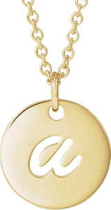 14K Gold Initial A Script Necklace or Pendant - Yellow Gold