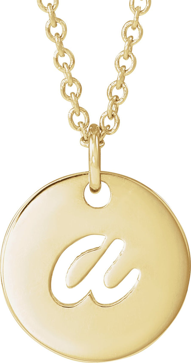 14K Gold Initial A Script Necklace or Pendant - Yellow Gold