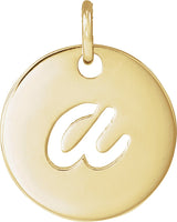 14K Gold Initial A Script Necklace or Pendant - Yellow Gold