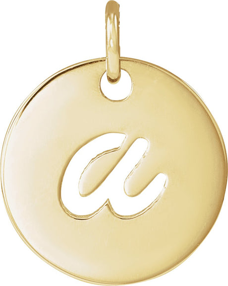 14K Gold Initial A Script Necklace or Pendant - Yellow Gold