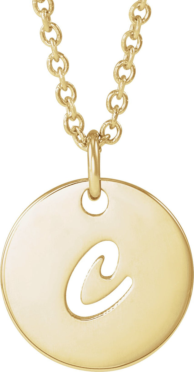 14K Gold Initial C Script Necklace or Pendant - Yellow Gold