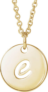 14K Gold Initial E Script Necklace or Pendant - Yellow Gold