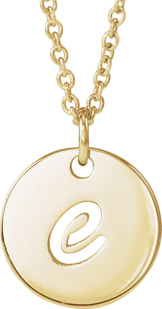 14K Gold Initial E Script Necklace or Pendant - Yellow Gold
