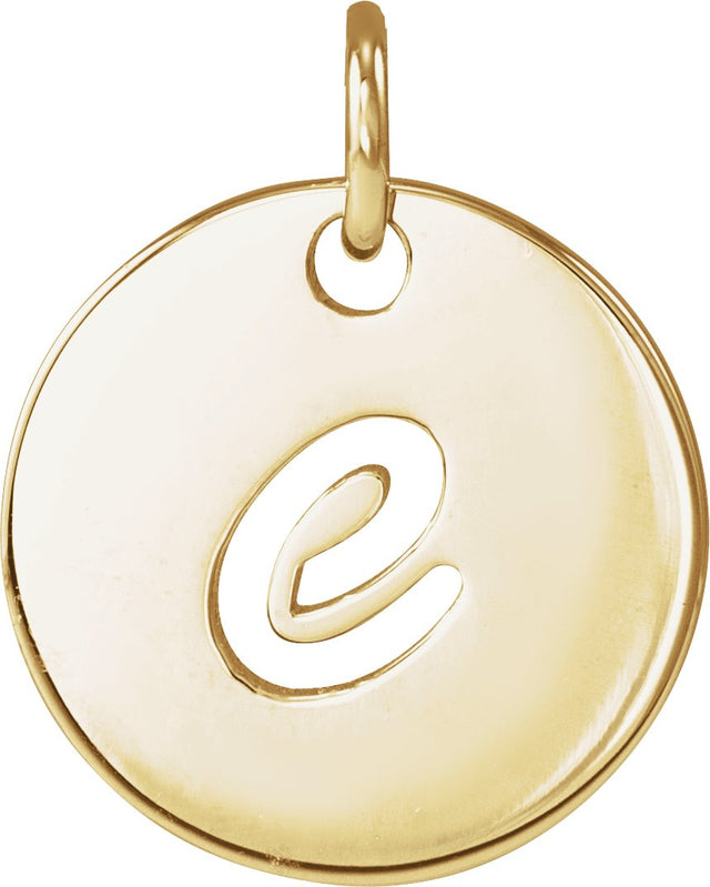 14K Gold Initial E Script Necklace or Pendant - Yellow Gold