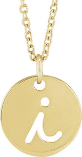 14K Gold Initial I Script Necklace or Pendant - Yellow Gold