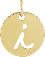 14K Gold Initial I Script Necklace or Pendant - Yellow Gold