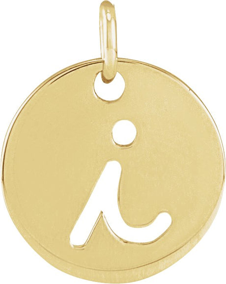 14K Gold Initial I Script Necklace or Pendant - Yellow Gold