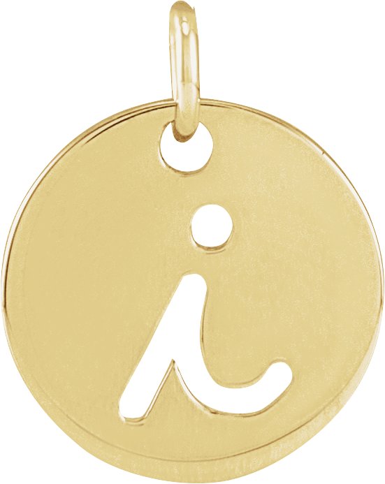 14K Gold Initial I Script Necklace or Pendant - Yellow Gold