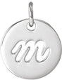 14K Gold Initial M Script Necklace or Pendant - White Gold