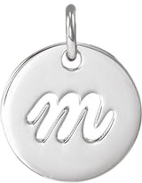 Platinum Initial M Script Necklace or Pendant