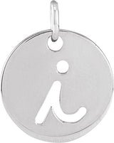 14K Gold Initial I Script Necklace or Pendant - White Gold