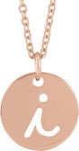 14K Gold Initial I Script Necklace or Pendant - Rose Gold