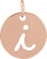 14K Gold Initial I Script Necklace or Pendant - Rose Gold