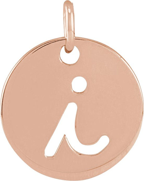 14K Gold Initial I Script Necklace or Pendant - Rose Gold
