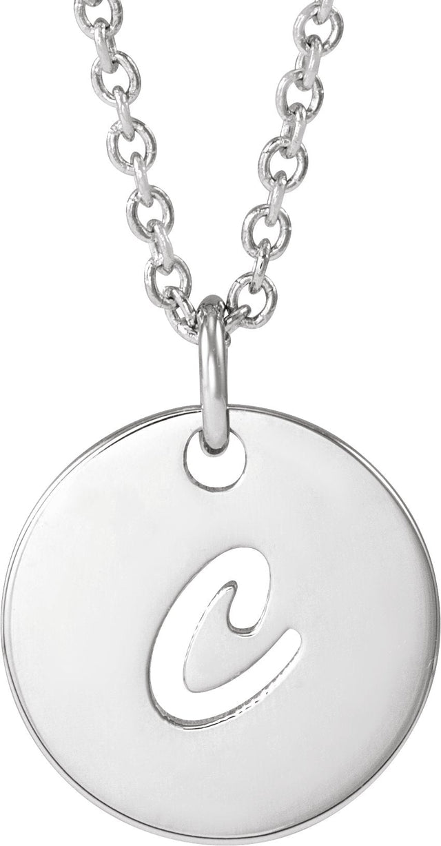 Platinum Initial C Script Necklace or Pendant