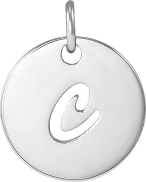 Platinum Initial C Script Necklace or Pendant