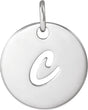 14K Gold Initial C Script Necklace or Pendant - White Gold