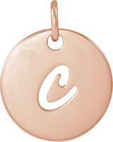 14K Gold Initial C Script Necklace or Pendant - Rose Gold