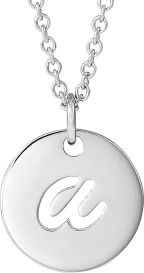 14K Gold Initial A Script Necklace or Pendant - White Gold