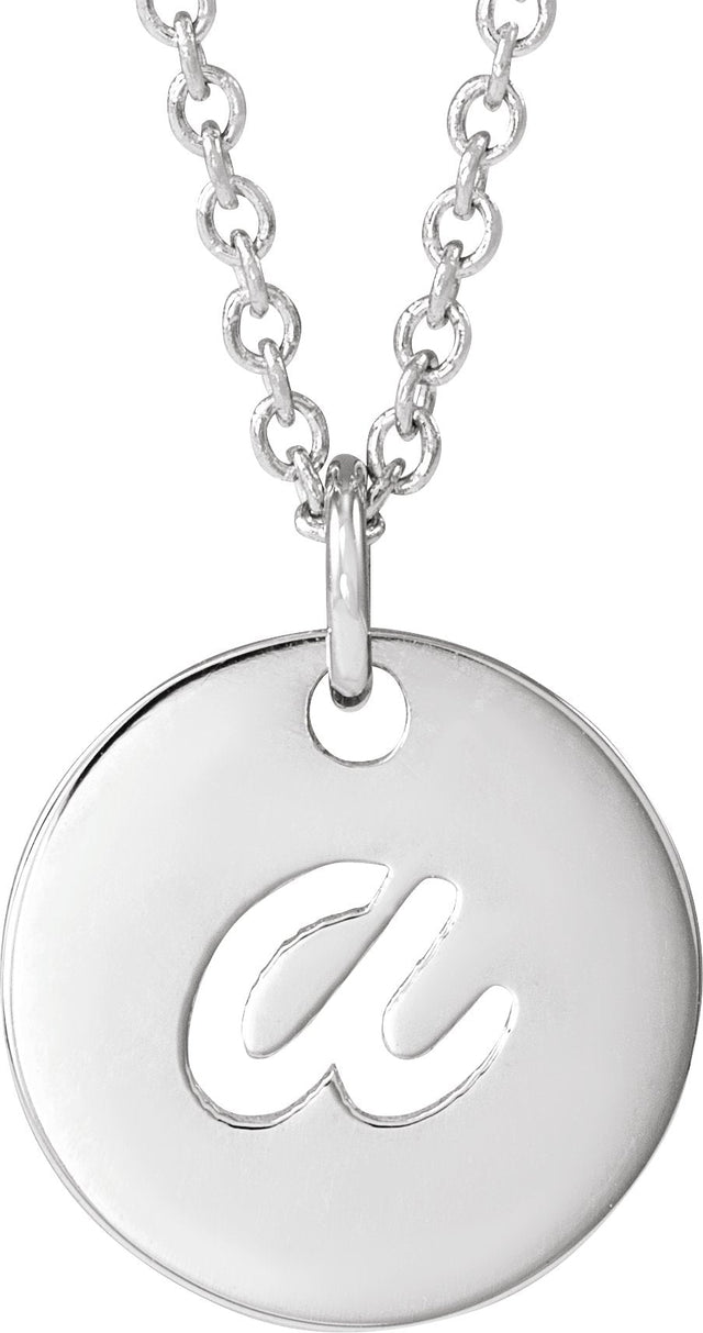 Platinum Initial A Script Necklace or Pendant