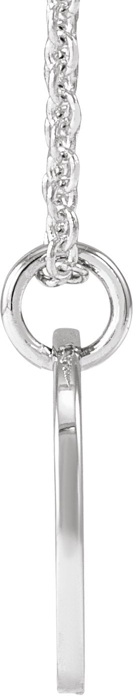 14K Gold Initial M Script Necklace or Pendant - White Gold - view 2