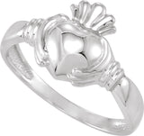 14K Gold Claddagh Band - White Gold - view 6