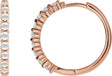 14K Gold Round Natural Diamond Cabochon Hinged Hoop Earrings - Rose Gold
