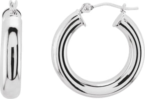 14K Gold Tube Hoop Earrings III - White Gold