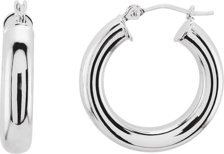 14K Gold Tube Hoop Earrings III - White Gold