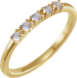 14K Gold Natural Rainbow Moonstone Cabochon Stackable Ring - Yellow Gold