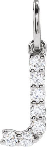 14K Gold Round Lab-Grown Diamond Accented Initial Necklace – up to 1/8 CTW - White Gold